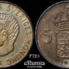 SWEDEN, Gustaf VI Adolf, 5 Kronor 1955, silver, UNC
