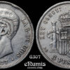 SPAIN, Alfonso XII, 5 Pesetas 1877 DE-M, VF