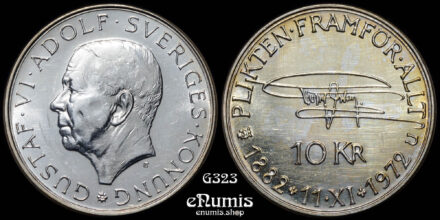 SWEDEN, Gustaf VI Adolf, 10 Kronor 1972, 90th Birthday, UNC