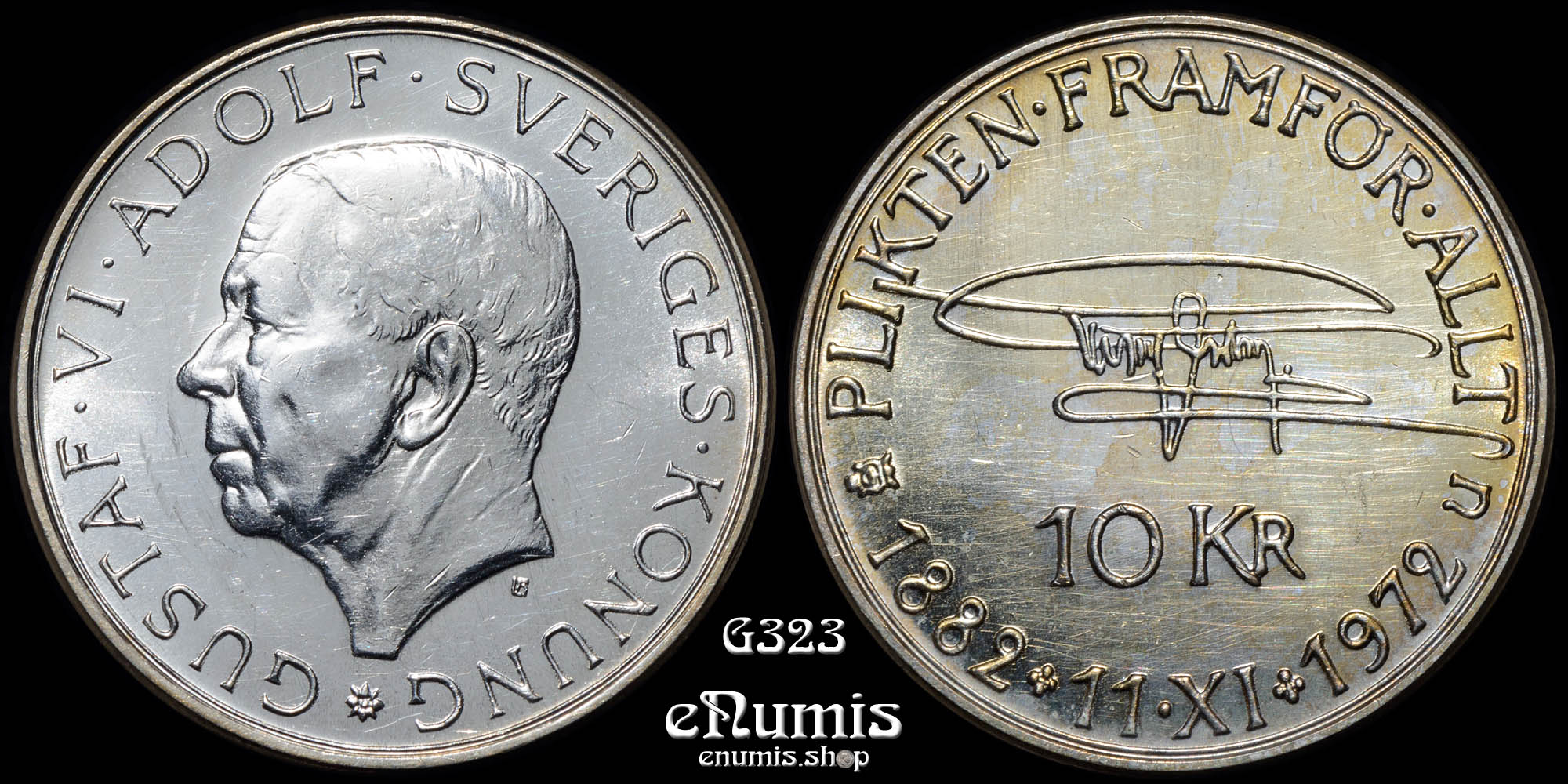 SWEDEN, Gustaf VI Adolf, 10 Kronor 1972, 90th Birthday, UNC