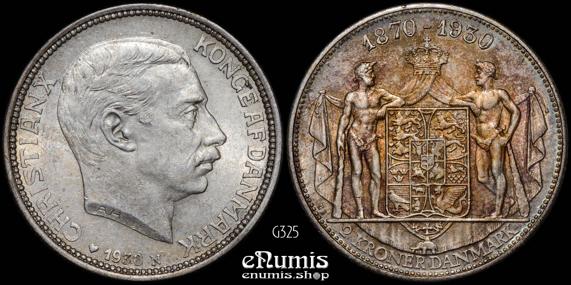 DENMARK, Christian X, 2 Kroner 1930, King’s 60th Birthday, silver, aUNC DENMARK, Christian X, 2 Kroner 1930, King’s 60th Birthday, silver, aUNC