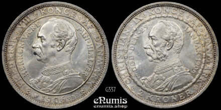 DENMARK, Frederick VIII, 2 Kroner 1906, Accession of the King, UNC