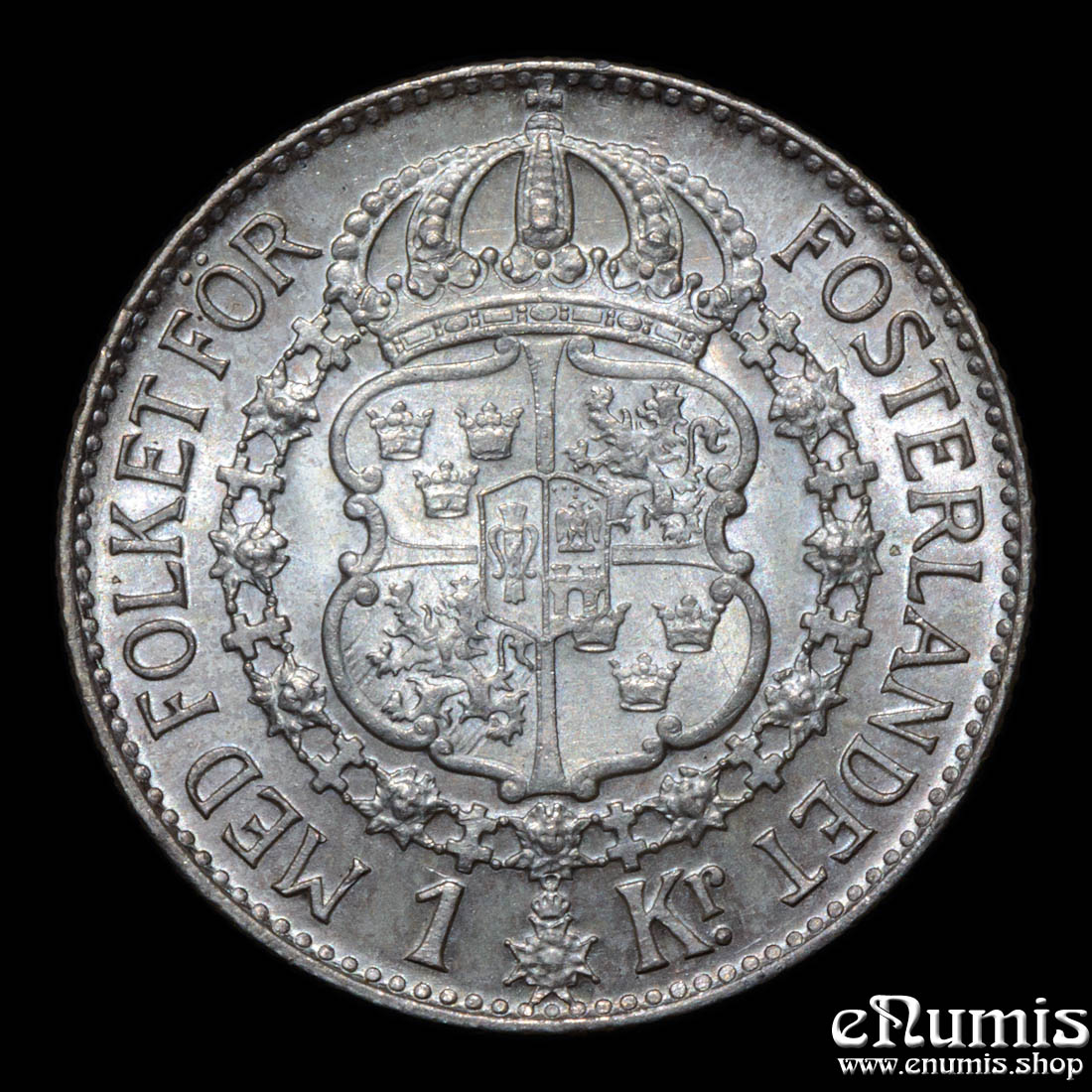 SWEDEN, Gustaf V, 1 Krona 1939, silver, UNC