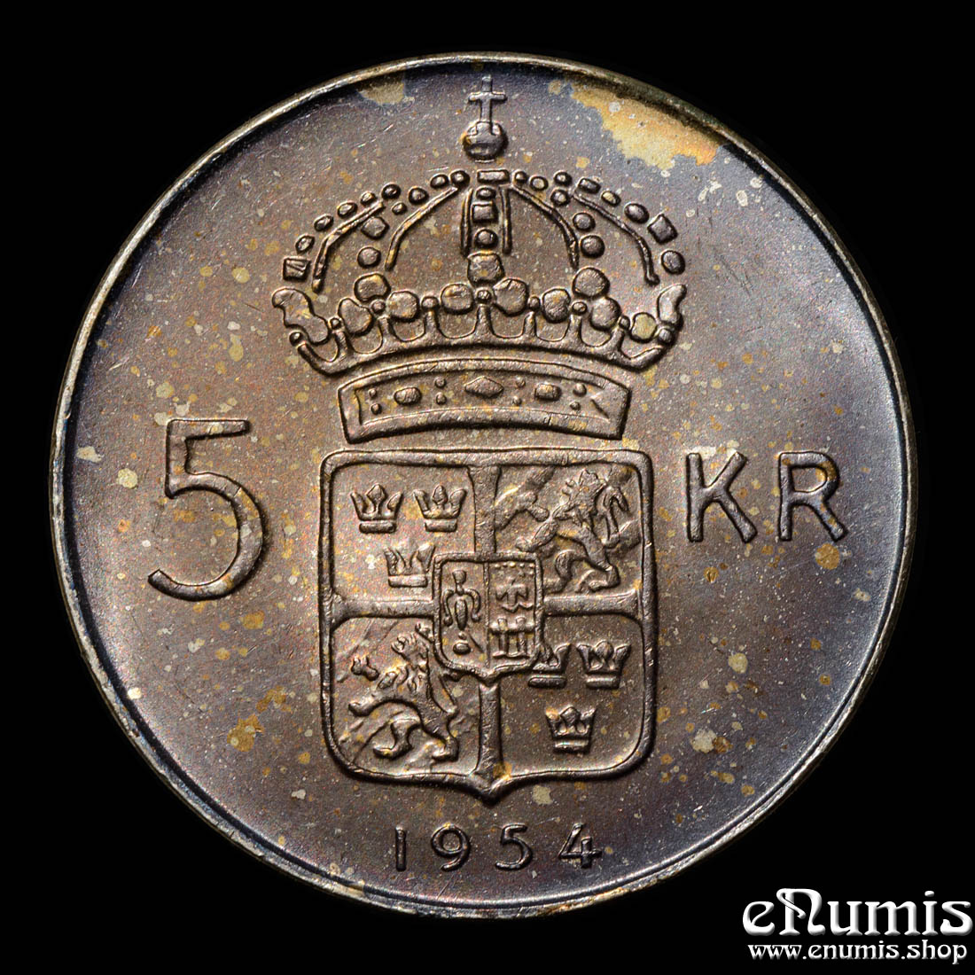 SWEDEN, Gustaf VI Adolf, 5 Kronor 1954, silver, UNC