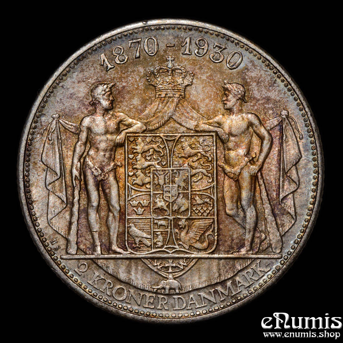 DENMARK, Christian X, 2 Kroner 1930, King’s 60th Birthday, silver, aUNC DENMARK, Christian X, 2 Kroner 1930, King’s 60th Birthday, silver, aUNC
