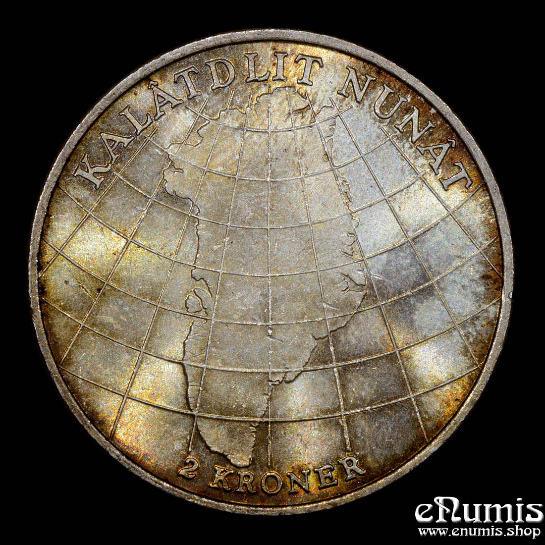 DENMARK, Frederick IX, 2 Kroner 1953, Greenland, silver, UNC