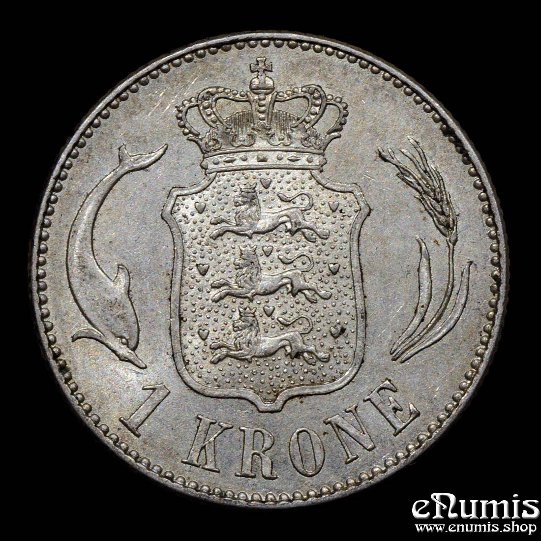 DENMARK, Christian X, 1 Krone 1916, aUNC DENMARK, Christian X, 1 Krone 1916, aUNC