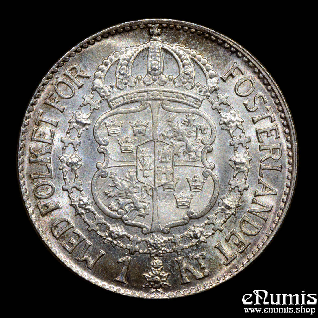 SWEDEN, Gustaf V, 1 Krona 1936, silver, UNC