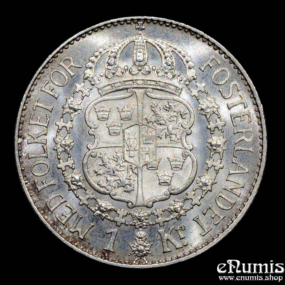 SWEDEN, Gustaf V, 1 Krona 1930, silver, UNC