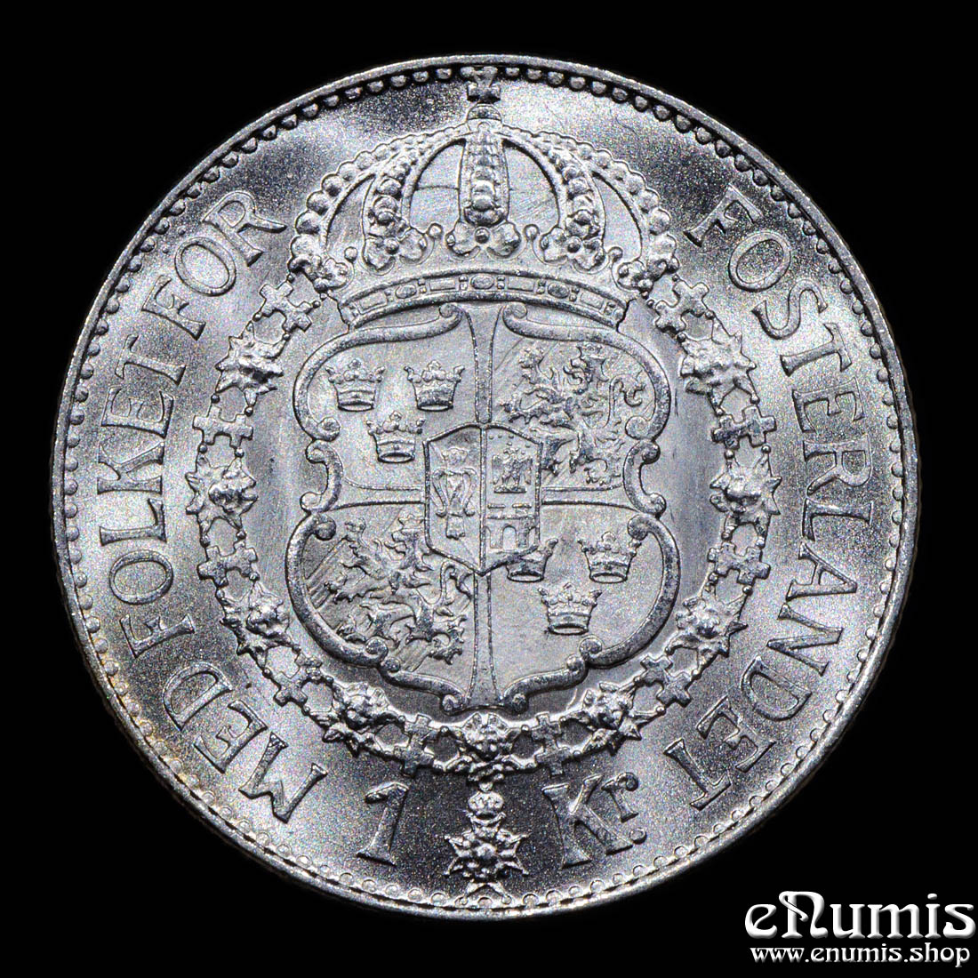 SWEDEN, Gustaf V, 1 Krona 1929, silver, UNC