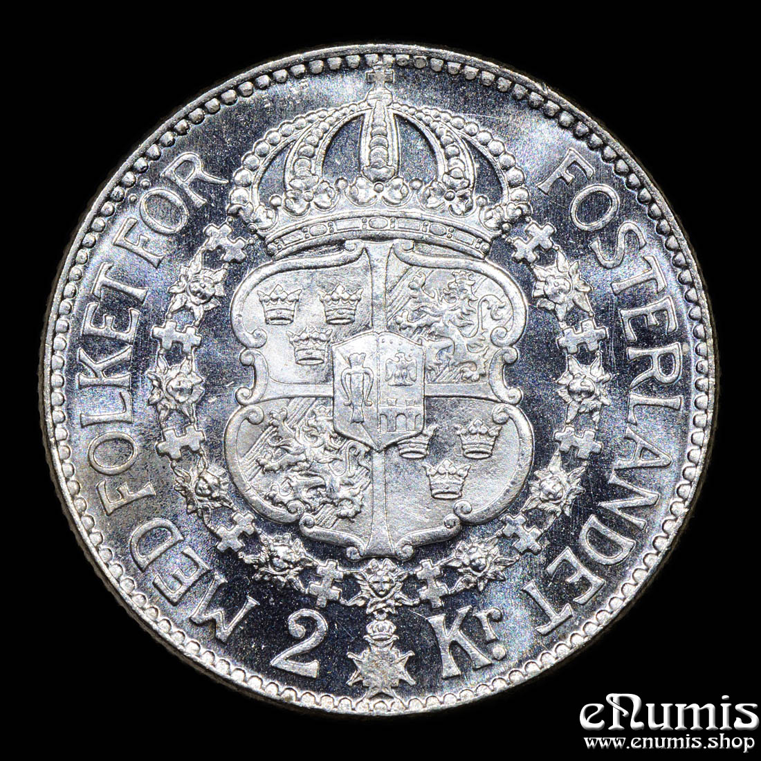 SWEDEN, Gustaf V, 2 Kronor 1938, silver, UNC