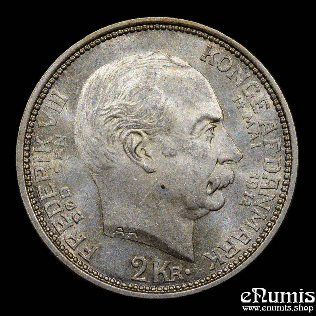 DENMARK, Christian X, 2 Kroner 1912, Death of Frederik VIII, UNC