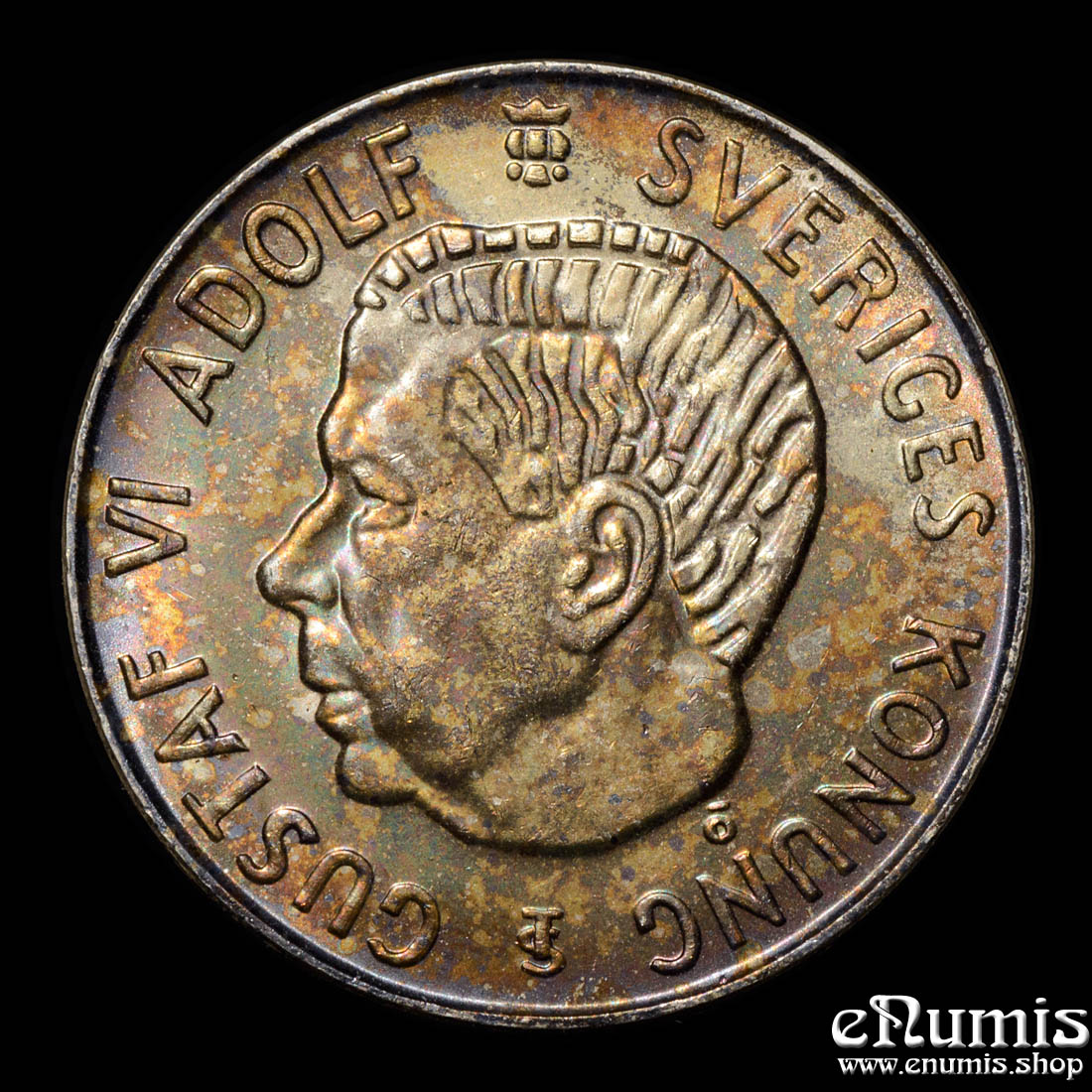 SWEDEN, Gustaf VI Adolf, 5 Kronor 1954, silver, UNC