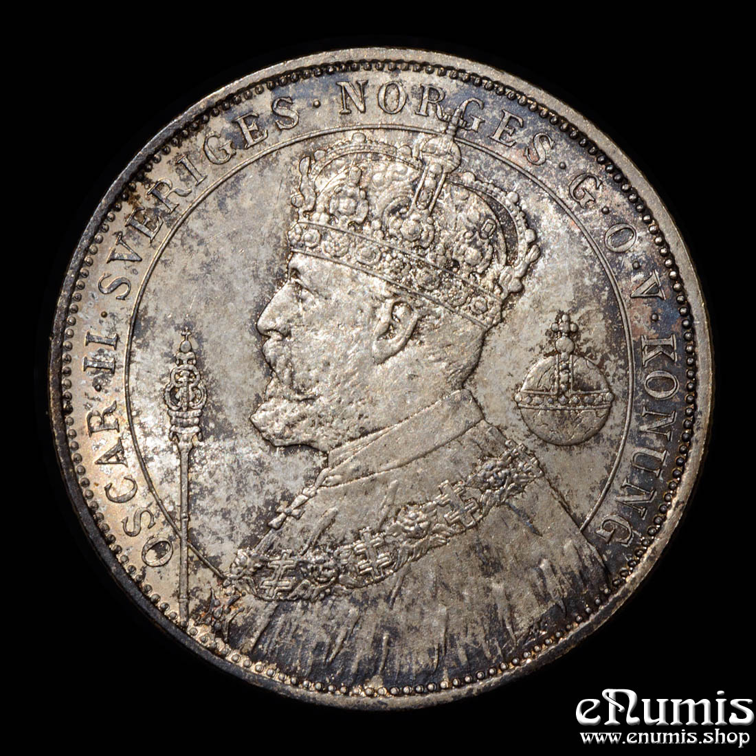 SWEDEN, Oscar II, 2 Kronor 1897, Silver Jubilee, UNC SWEDEN, Oscar II, 2 Kronor 1897, Silver Jubilee, UNC