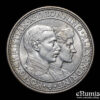 DENMARK, Christian X, 2 Kroner 1923, Silver Wedding Anniversary, UNC