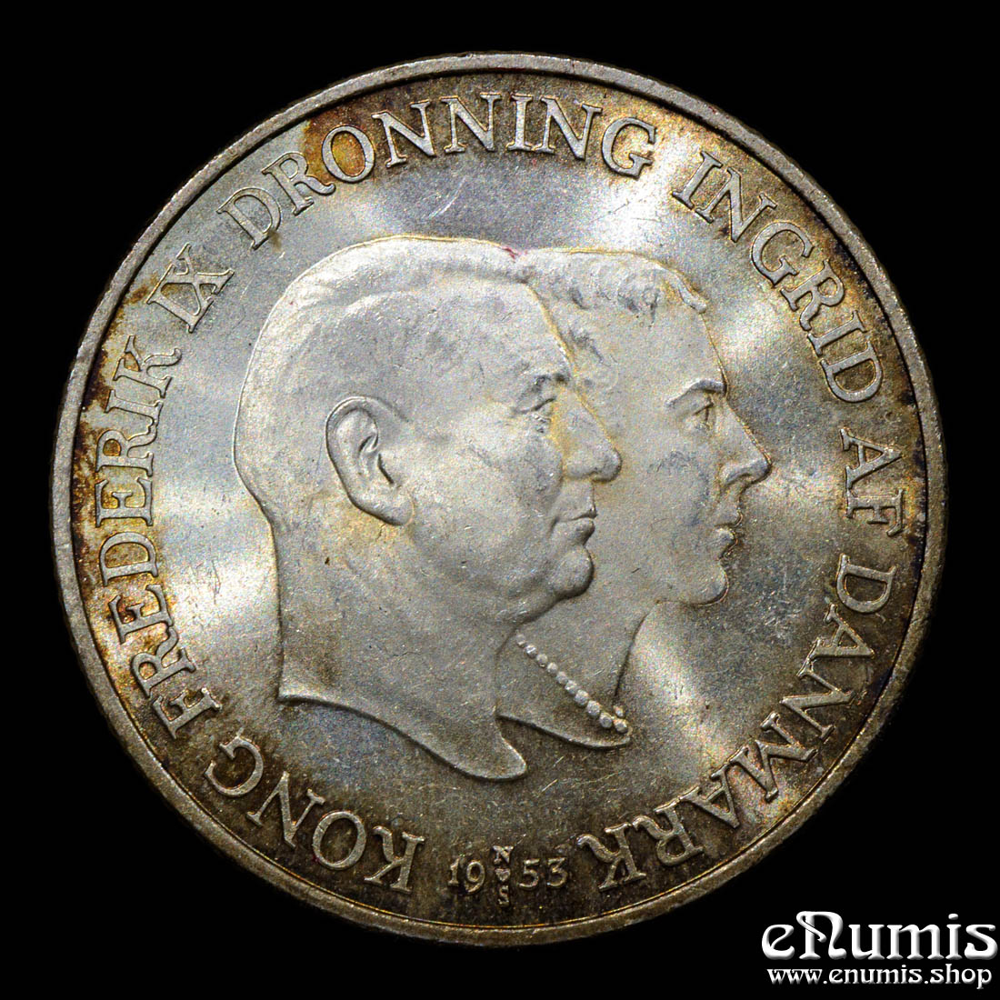 DENMARK, Frederick IX, 2 Kroner 1953, Greenland, silver, UNC