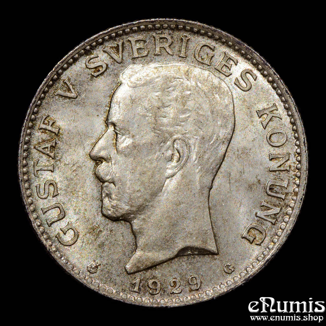 SWEDEN, Gustaf V, 1 Krona 1929, silver, UNC SWEDEN, Gustaf V, 1 Krona 1929, silver, UNC