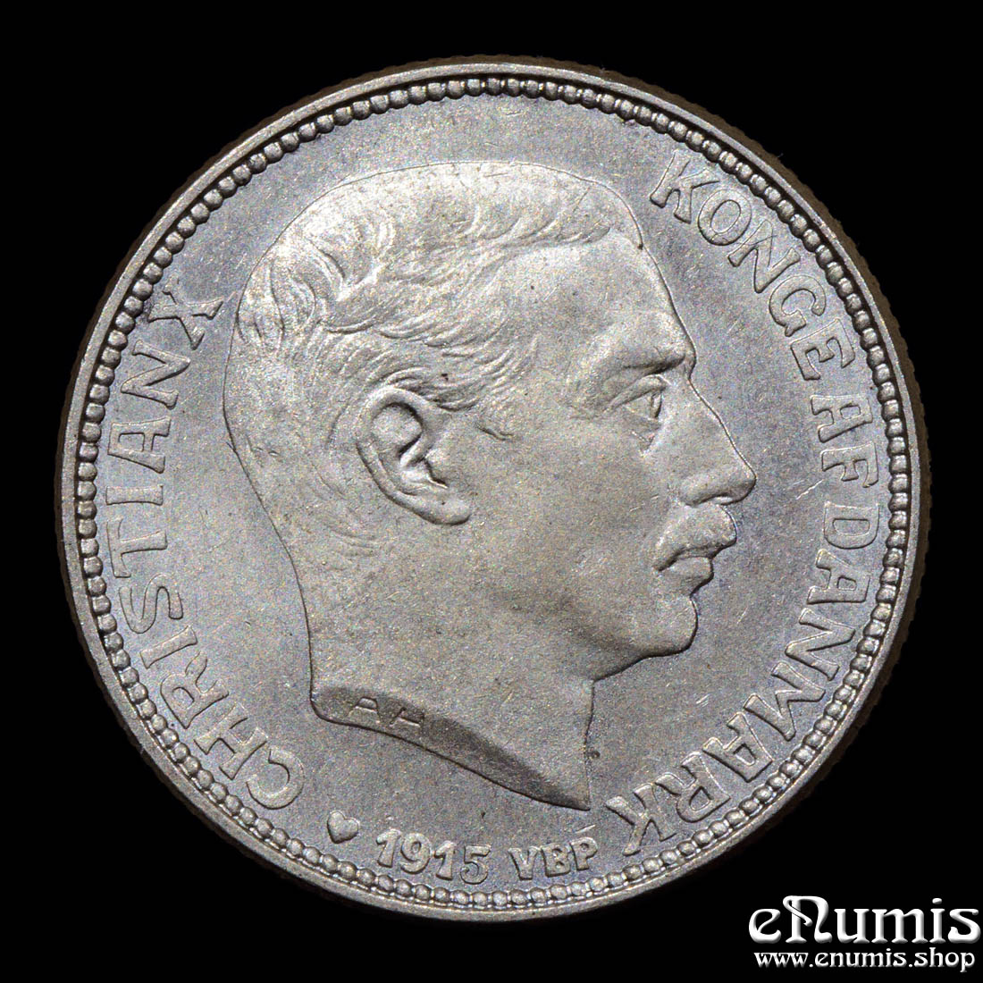 DENMARK, Christian X, 1 Krone 1915, UNC