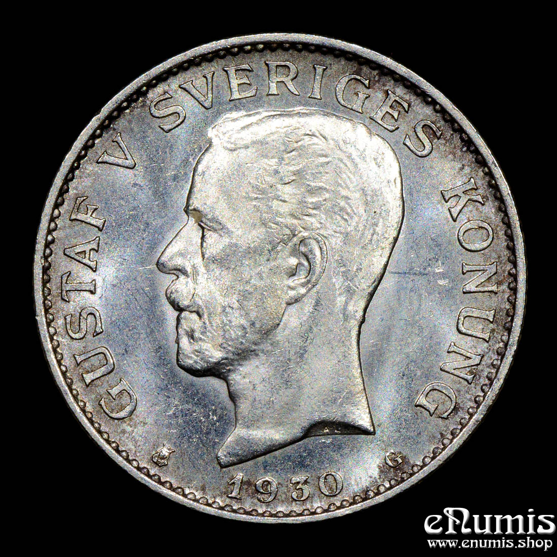 SWEDEN, Gustaf V, 1 Krona 1930, silver, UNC