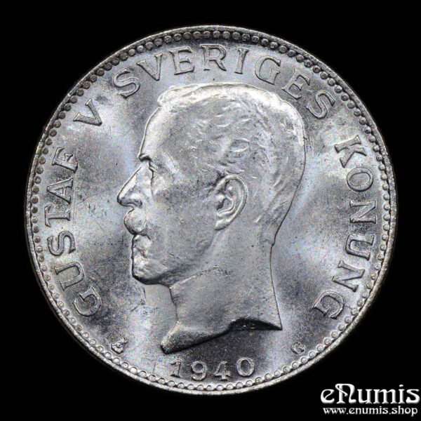 SWEDEN, Gustaf V, 1 Krona 1940, silver, UNC • • eNumis.shop