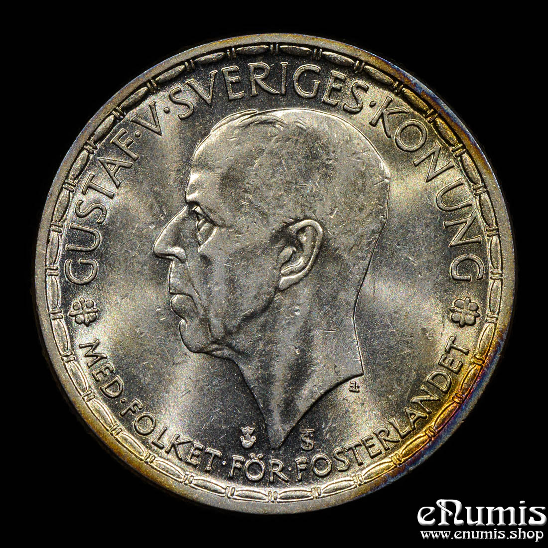 SWEDEN, Gustaf V, 2 Kronor 1950/1, silver, aUNC/UNC