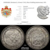DENMARK, Christian X, 2 Kroner 1923, Silver Wedding Anniversary, UNC