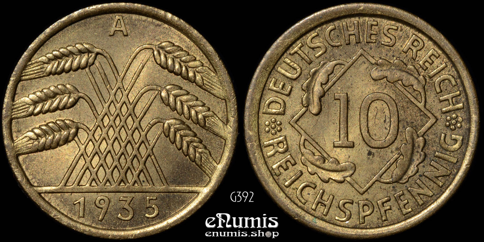 Germany, Third Reich, 10 Pfennig 1935 A, Berlin, UNC Germany, Third Reich, 10 Pfennig 1935 A, Berlin, UNC