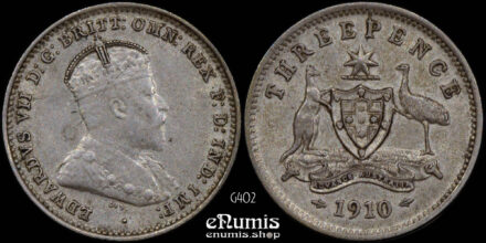 AUSTRALIA, Edward VII, 3 Pence 1910, XF-UNC