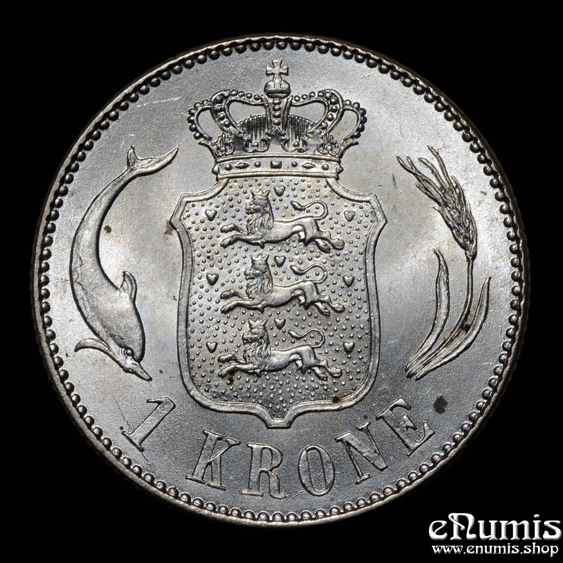 DENMARK, Christian X, 1 Krone 1916, UNC