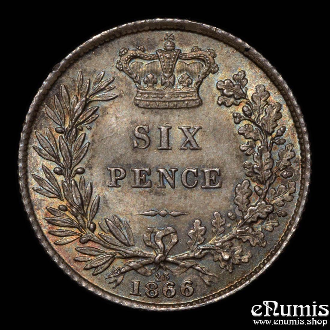 Great Britain, Victoria, Sixpence 1866, die number 23, UNC