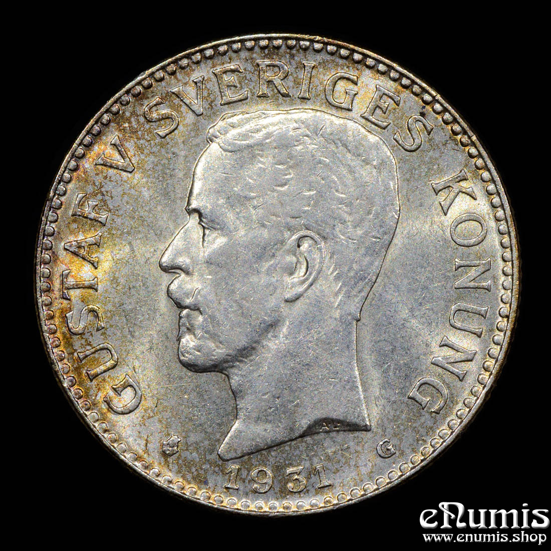SWEDEN, Gustaf V, 2 Kronor 1931, aUNC/UNC