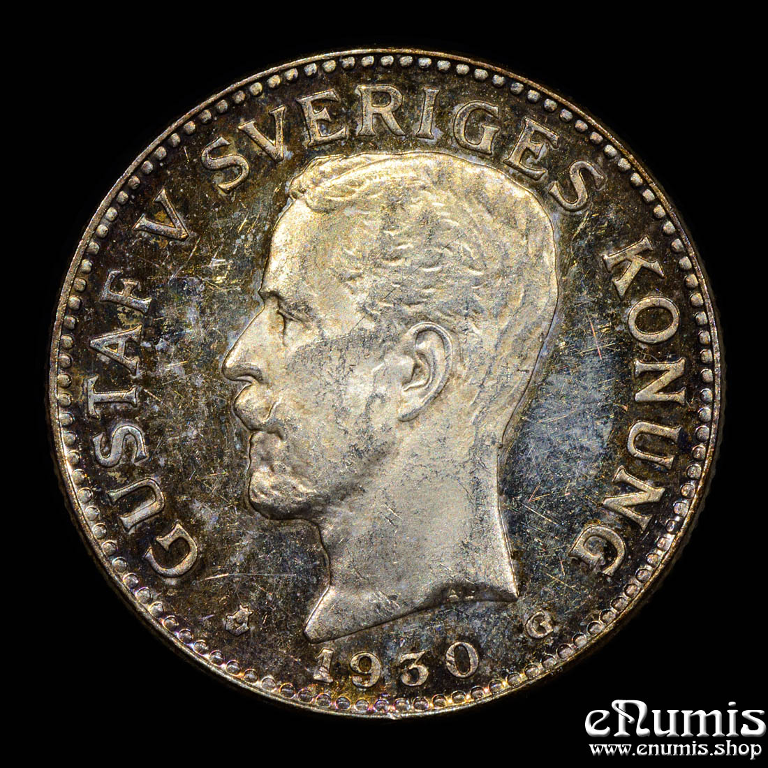 SWEDEN, Gustaf V, 2 Kronor 1930, prooflike, aUNC