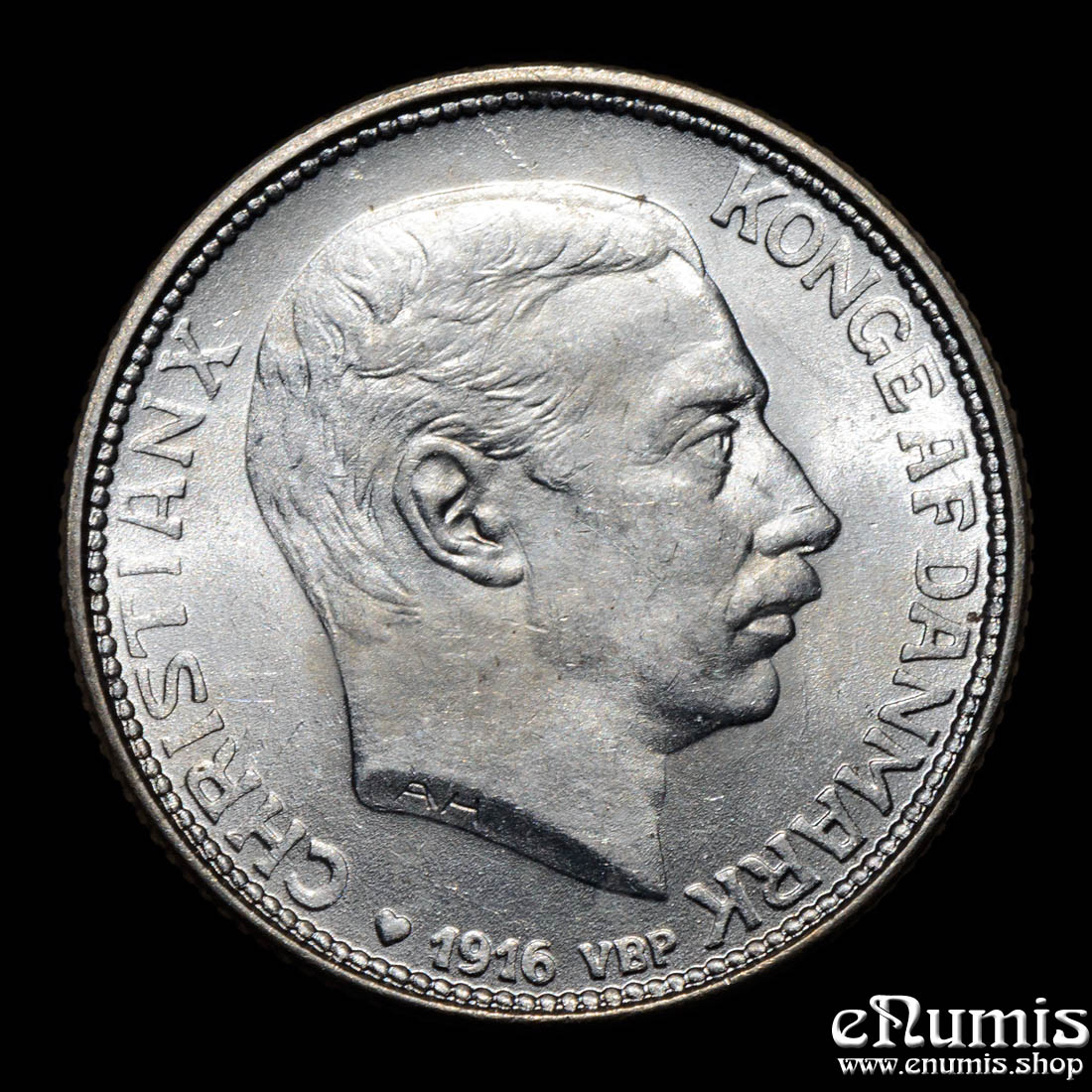 DENMARK, Christian X, 1 Krone 1916, UNC