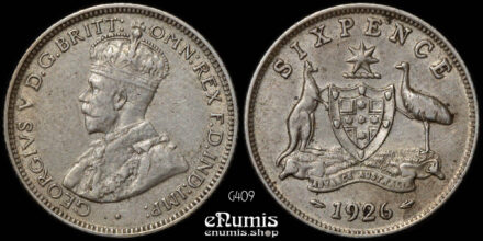 AUSTRALIA, George V, 6 Pence 1926, XF