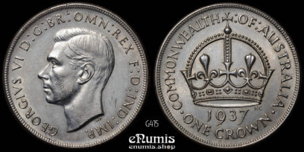 AUSTRALIA, George VI, Crown 1937, silver, XF-UNC/aUNC