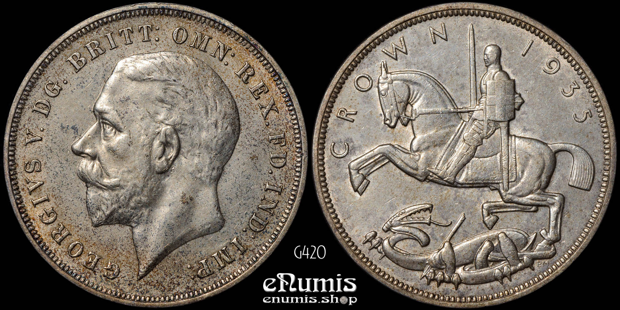 Great Britain, George V, Crown 1935, Art Deco, aUNC