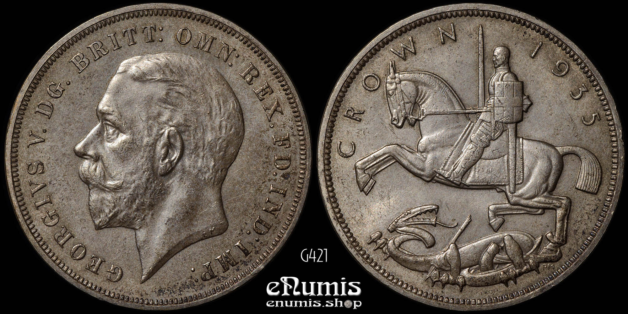Great Britain, George V, Crown 1935, Art Deco, UNC