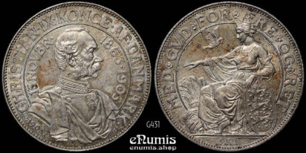 DENMARK, Christian IX, 2 Kroner 1903, 40th Anniversary of Reign, UNC