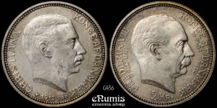 DENMARK, Christian X, 2 Kroner 1912, Death of Frederik VIII, UNC