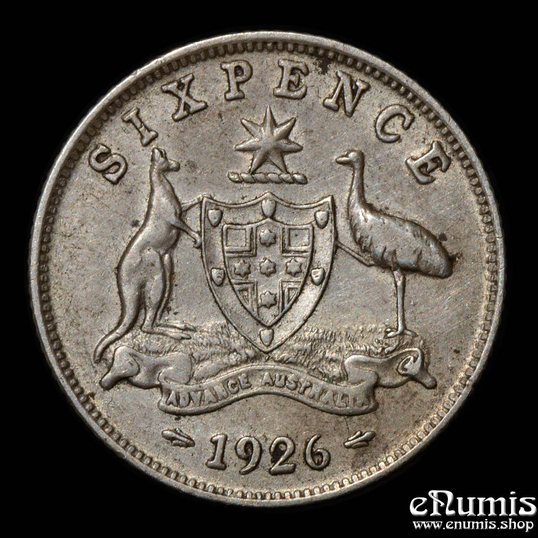 AUSTRALIA, George V, 6 Pence 1926, XF