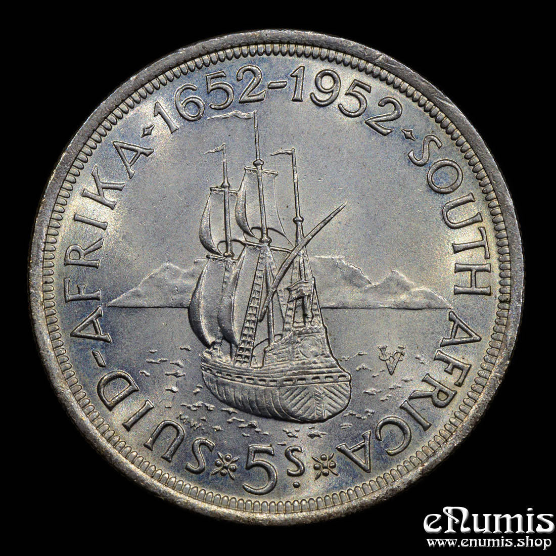 South Africa, George VI, 5 Shillings 1952, silver, UNC