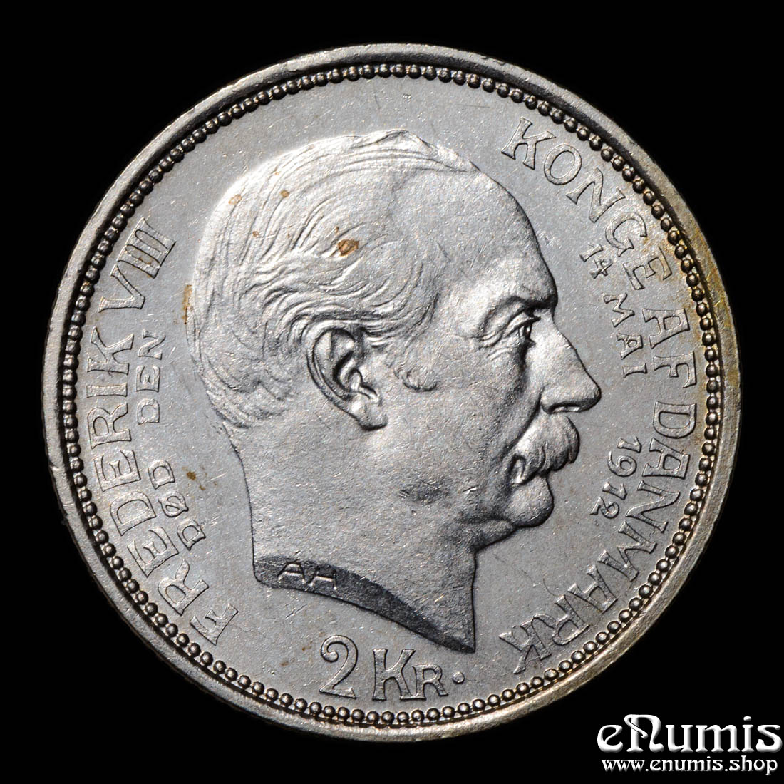 DENMARK, Christian X, 2 Kroner 1912, Death of Frederik VIII, aUNC