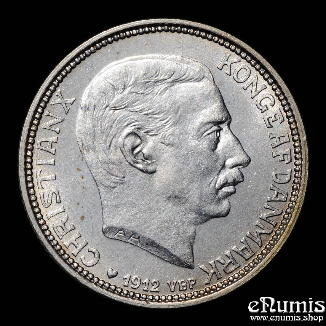 DENMARK, Christian X, 2 Kroner 1912, Death of Frederik VIII, aUNC