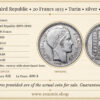 FRANCE, Third Republic, 20 Francs 1933, Turin, silver, variety, XF
