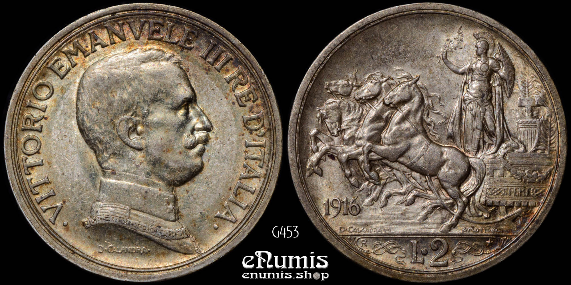 ITALY, Vittorio Emanuele III, 2 Lire 1916 R, UNC