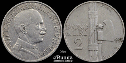 ITALY, Vittorio Emanuele III, 2 Lire 1925 R, XF