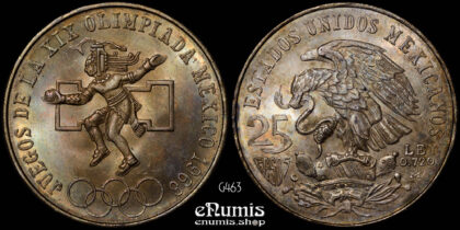 MEXICO, 25 Pesos 1968, Summer Olympics - Mexico City, silver, UNC