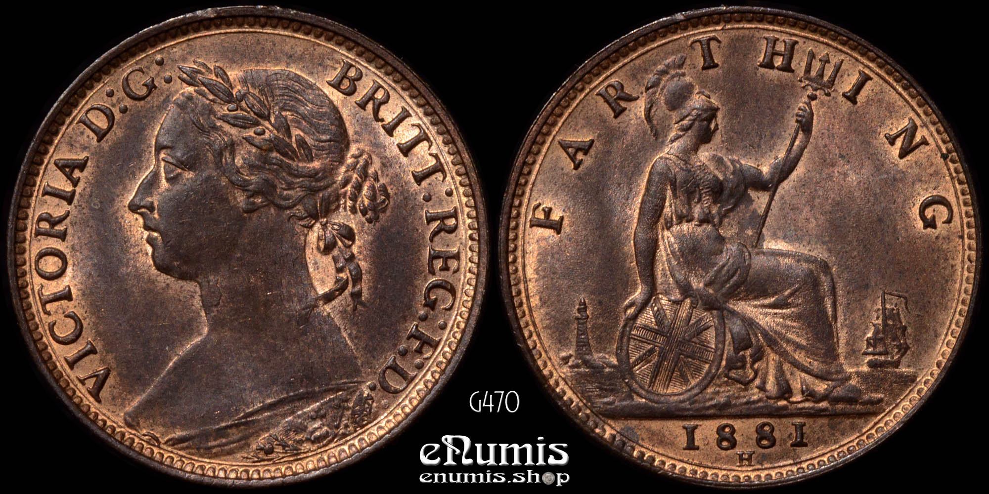 Great Britain, Victoria, Farthing 1881 H, UNC Great Britain, Victoria, Farthing 1881 H, UNC