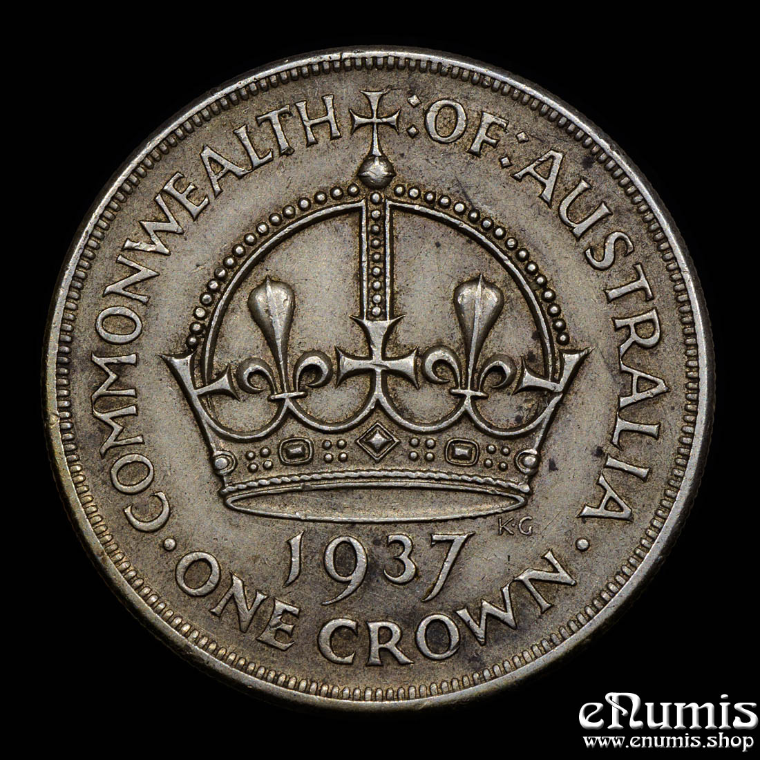 AUSTRALIA, George VI, Crown 1937, silver, VF-XF