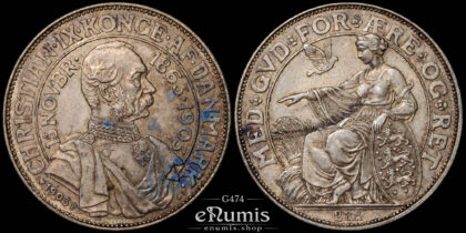 DENMARK, Christian IX, 2 Kroner 1903, 40th Anniversary of Reign, XF+